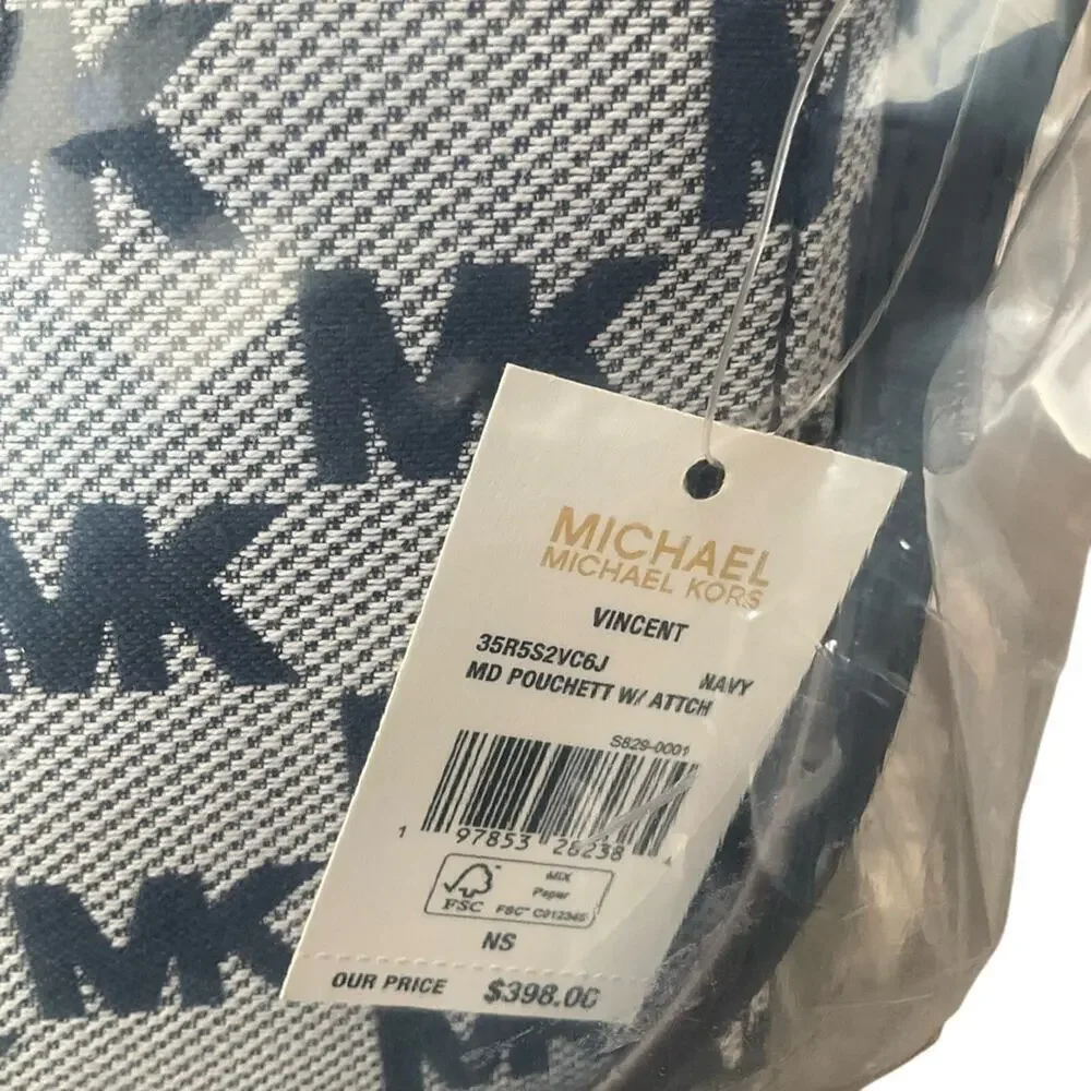 Michael Kors Vincent Logo Jacquard Pochette with Card Case NWT